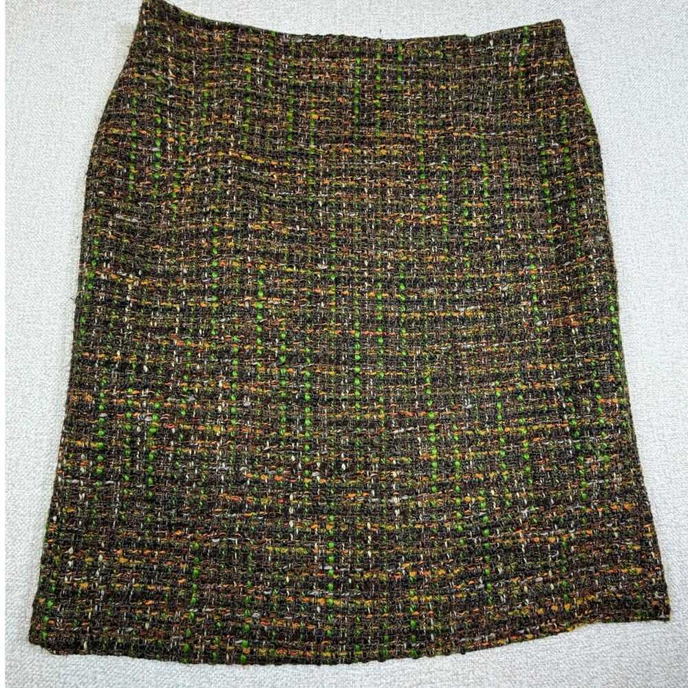 Talbots Women 16 Multicolor Tweed Lined Back Zip Skirt Classic Work Office Wear